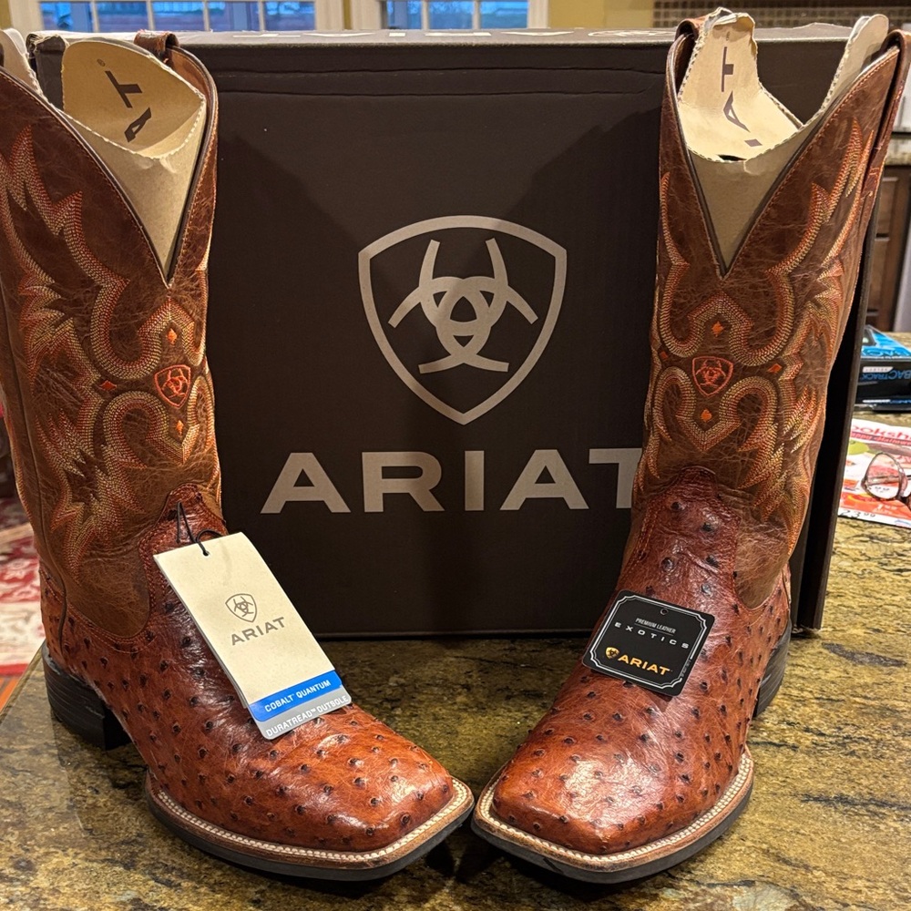 Ariat Chestnut Ostrich Leather Boots